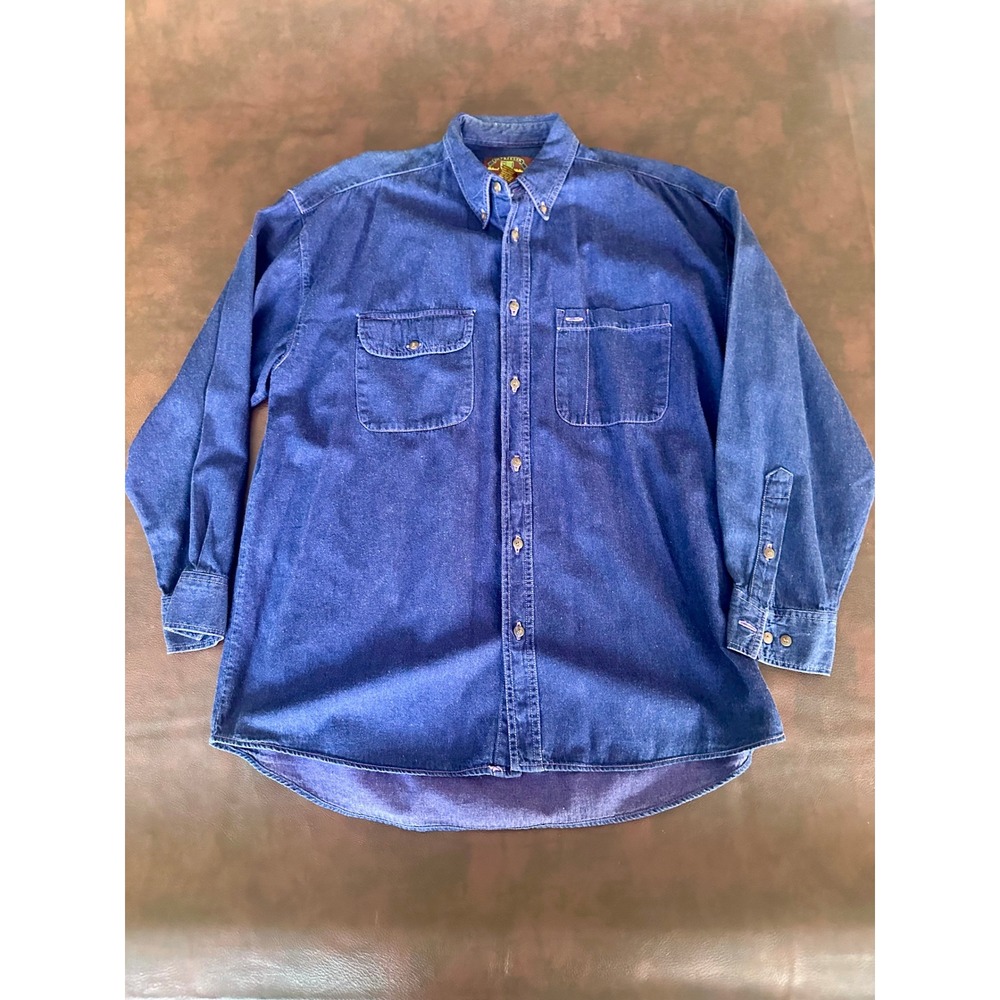 Outrigger Vintage Mens Denim Button Down Shirt Indigo Blue Cotton Medium